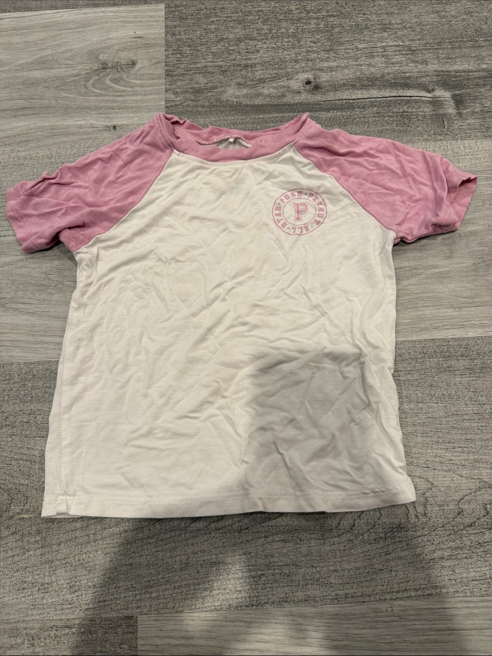 Posh Peanut White Tee with Pink Raglan Sleeves